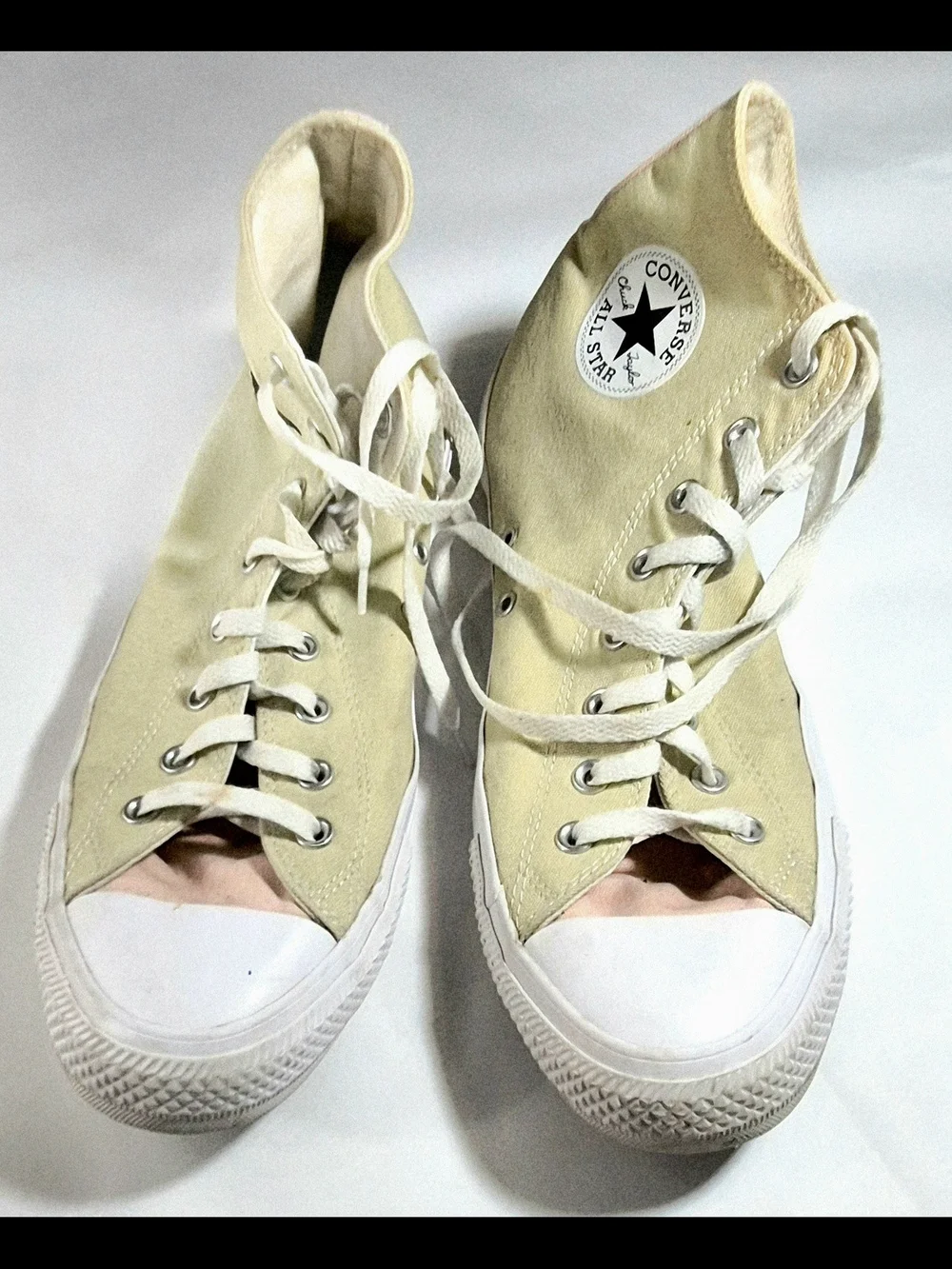 Converse High Top Sneakers in Beige with Orange Butterfly Accent